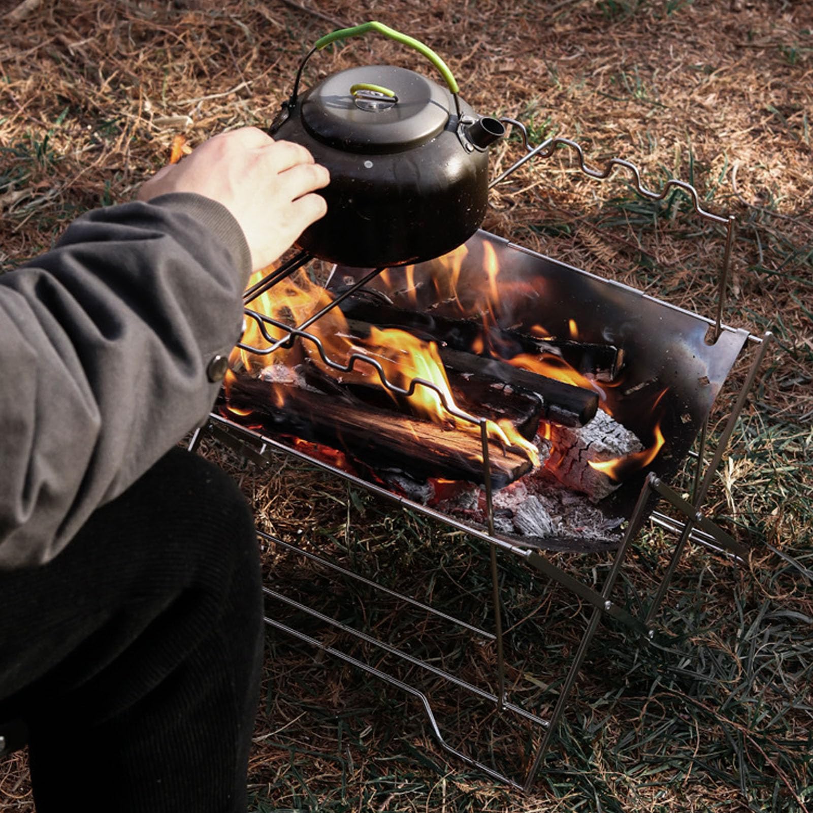 Przenośna kratka grillowa ze stali nierdzewnej, odporna na rdzę, kompaktowa i lekka, na kemping, wędrówki i grillowanie