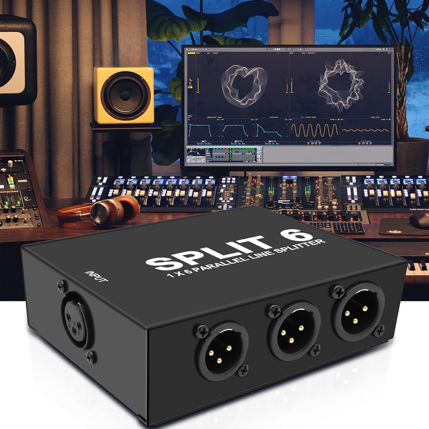 XMSJSIY XLR Splitter Mic Splitter Box 1-IN-6-OUT/6-IN-1-OUT 1 Female to 6 Male XLR Converter 6 Channel Mic Parallel Line Selector Connector for Professional Audio Recording - 1 PCS