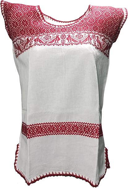 Blusa huipil artesanal bordado hilván hecho a mano algodón moda mexicana 15 septiembre