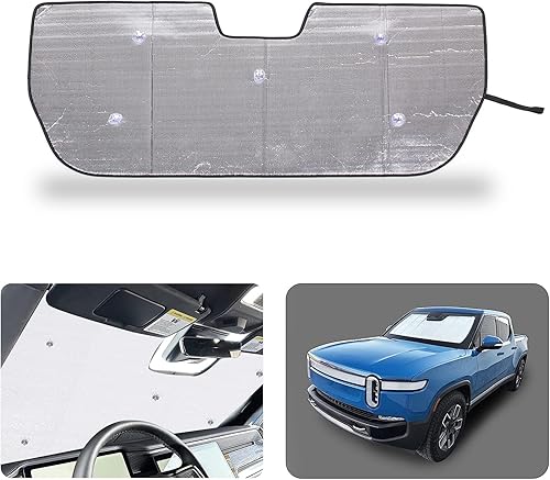 Miniatura 2 de Parasol para parabrisas delantero compatible con RIVIAN R1T 2022-2024, cobertura completa, película protectora interior reflectante UV de verano,