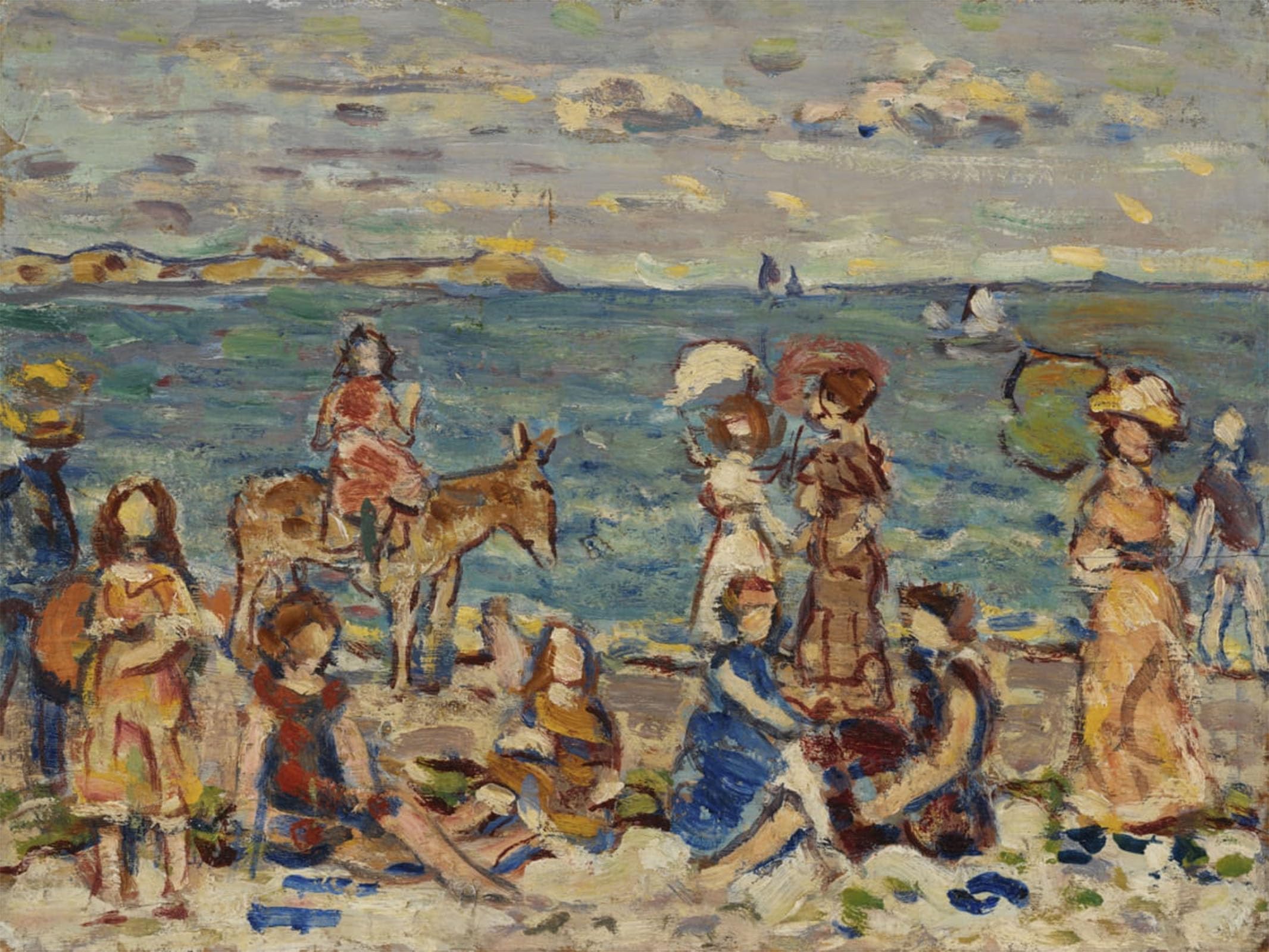 ARTXLXXBN Famous Painting Art Wall Decor Abstract Art Picture At the Beach by Maurice Brazil Prendergast Animal Pictures for Home Decor 60x90cm