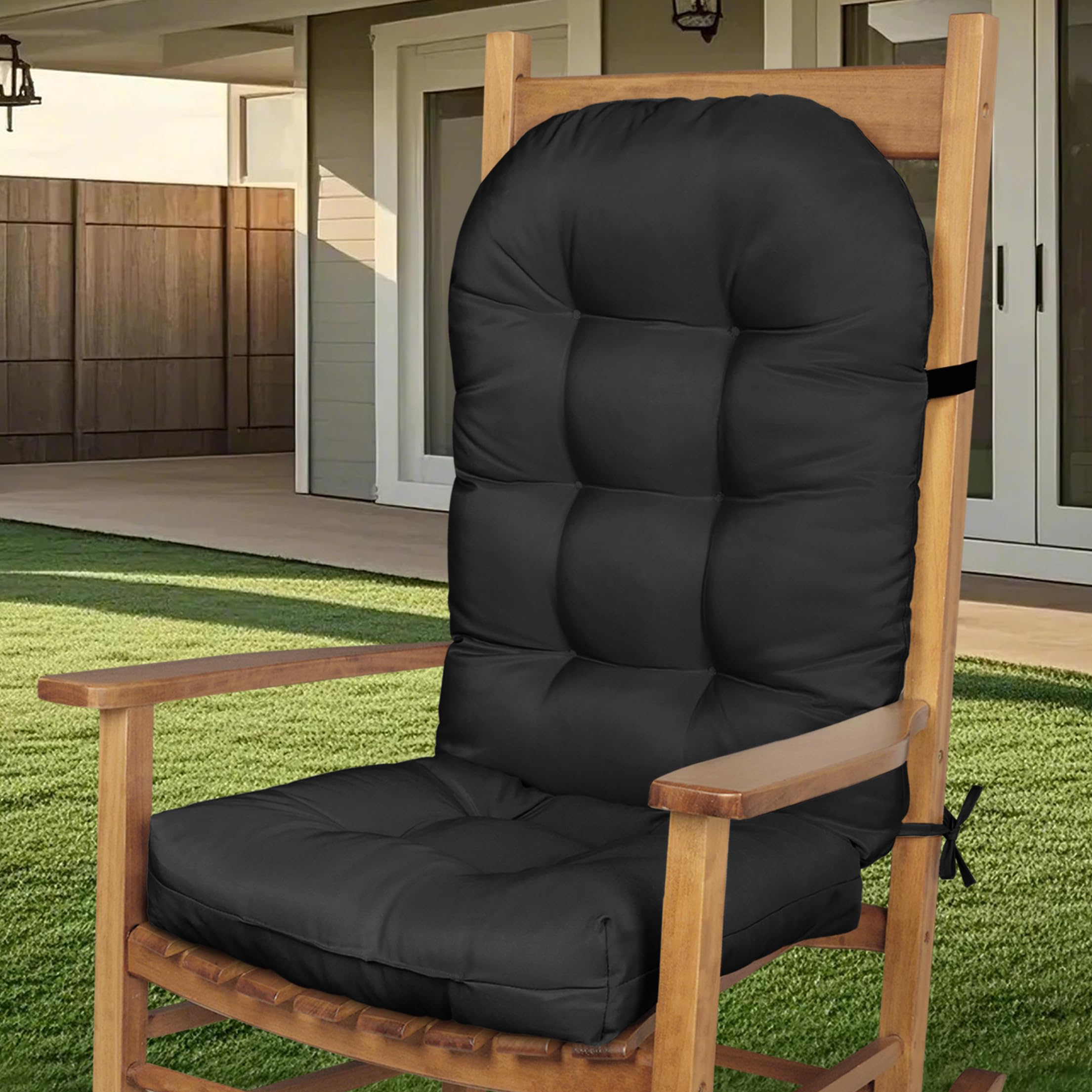 FlyGulls Outdoor Patio Chair Cushion Waterproof One-Piece, 1 PC, Black