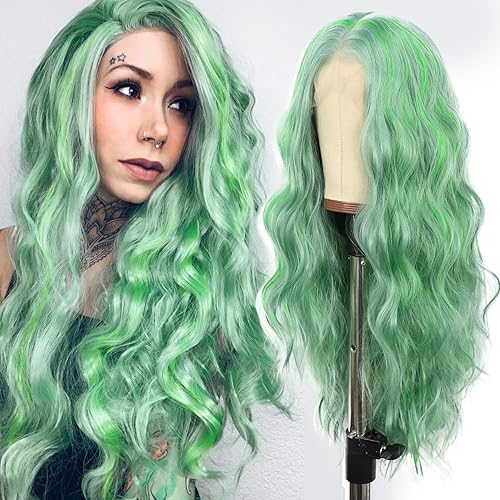 Miniatura 7 de SAPPHIREWIGS Peluca de encaje frontal rizado de 30 pulgadas, rubio miel, pelucas largas de onda profunda para mujer, pelucas de encaje sintético de