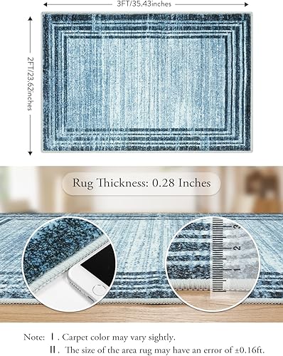 Miniatura 2 de Lahome Alfombra moderna abstracta de 2 x 3 pulgadas, color rosa, lavable, con parte trasera de goma antideslizante, alfombra de entrada pequeña,