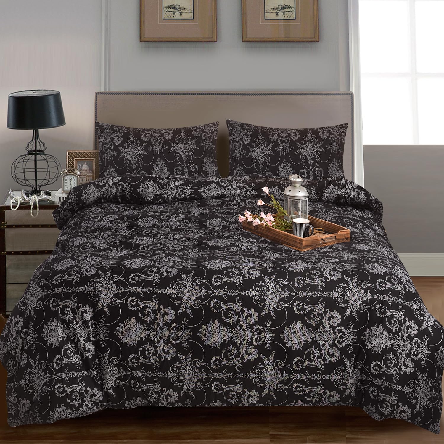 WEAVERS: 4-Piece Super Soft Complete Bedding Set - Luxurious Designs, Cotton-like feel Microfiber Fabric - Hypoallergenic and Breathable, Easy Maintenance. (Size - King, Design Name - MRD-114K-2)
