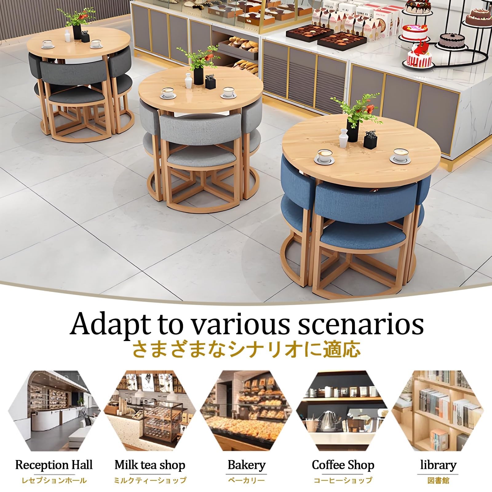 Compact Runde Konferenztisch-Set für 4 Personen - Multifunktionaler Kaffee- & Esstisch mit Stühlen für Küche Esszimmer Büro - Platzsparendes Design für Meetings & Versammlungen