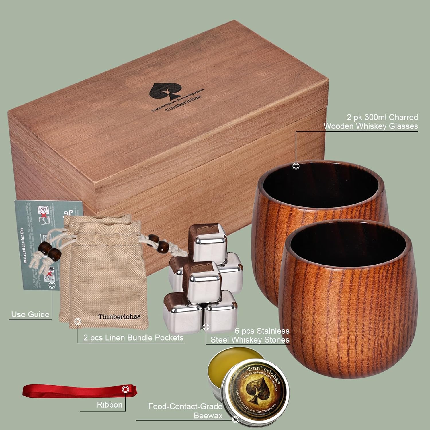 Charred Wooden Whiskey Glass Set of 2 – Durable Bourbon Glass for Men, Insulated Old Fashioned Glass – Whiskey Gifts for Husband, Dad, Brother – Birthday, Christmas, Father's Day - Image 9