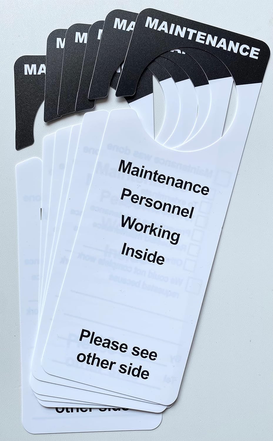 9.5x3.5 inch 100 PCS 15 Mil Plastic Sign Maintenance Door Hanger Tags for Property Management Rentals Apartments for Door, Large Hole