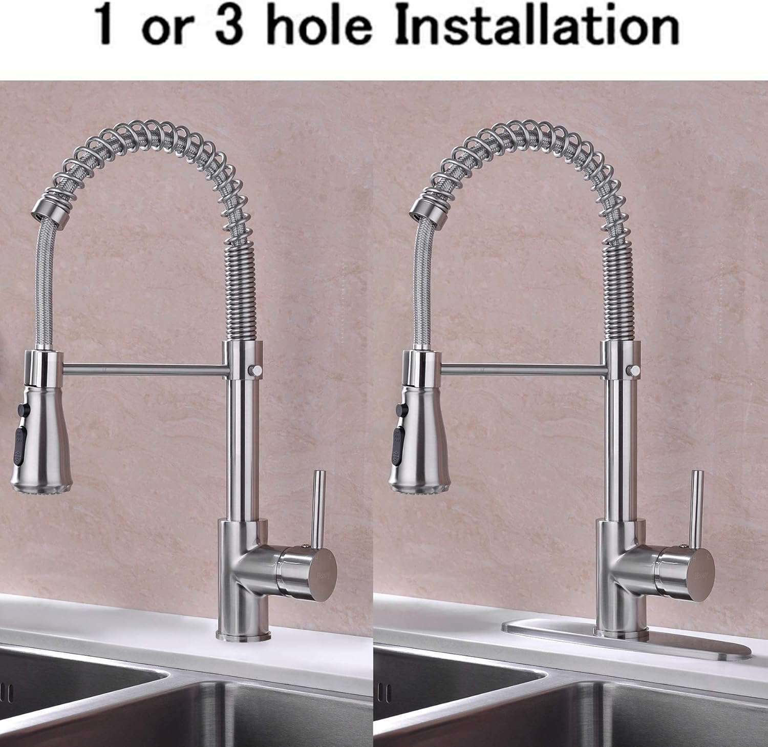 ❤ Crаzу Dеаlѕ Heouty Faucet, Single Handle Kitchen Faucet with Pull Out Sprayer, 360 Degree Spring Kitchen Sink Faucet, Commercial Kitchen Sink Faucet (Brushed Nickel 9109D) Uр Tо 50% оƒƒ Heouty Faucet, Single Handle Kitchen Faucet with Pull Out Sprayer, 360 Degree Spring Kitchen Sink Faucet, Commercial Kitchen Sink Faucet (Brushed Nickel 9109D)