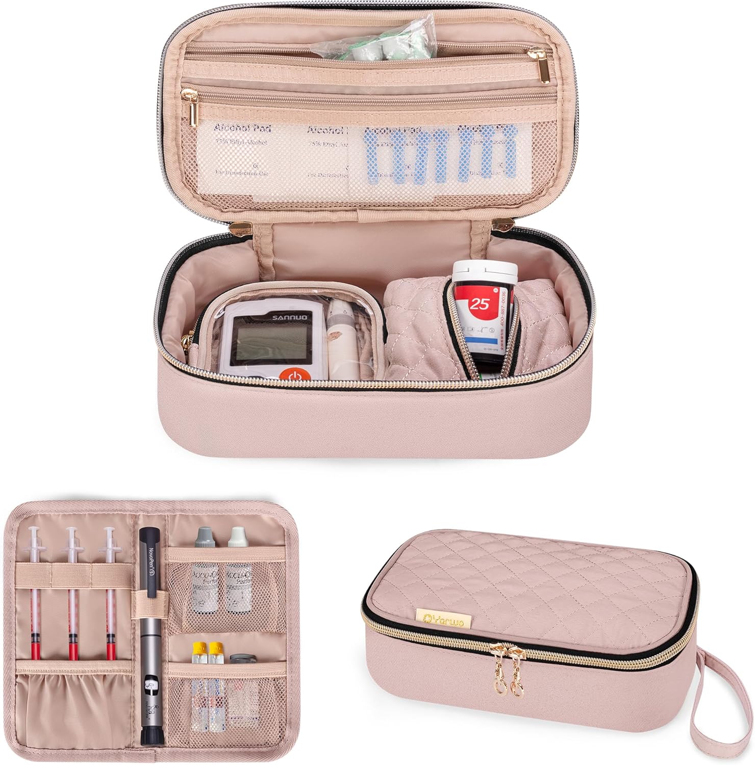 YARWO Diabetic Travel Case for Blood Glucose Monitor, Test Strips