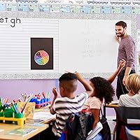 Vista 58 de Zonon 65 Feet Bulletin Board Borders Black and White Polka Dots Striped Grid Borders Decorative Straight Scalloped Wavy Rolled Trim Classroom Back