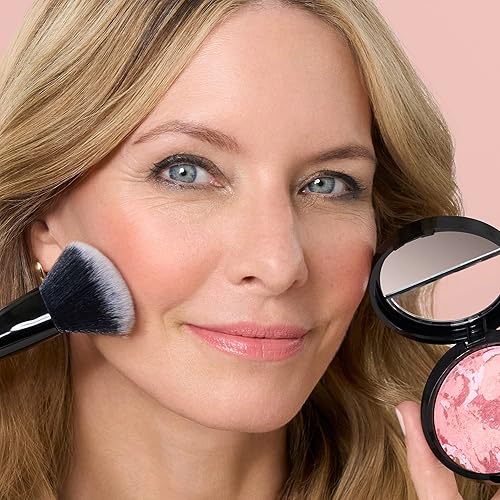 Miniatura 6 de LAURA GELLER NEW YORK Blush-n-Brighten - Rubor horneado marmoleado, tono Sunswept (bañado por el sol), y brocha angular, juego de 2 unidades, 1.85