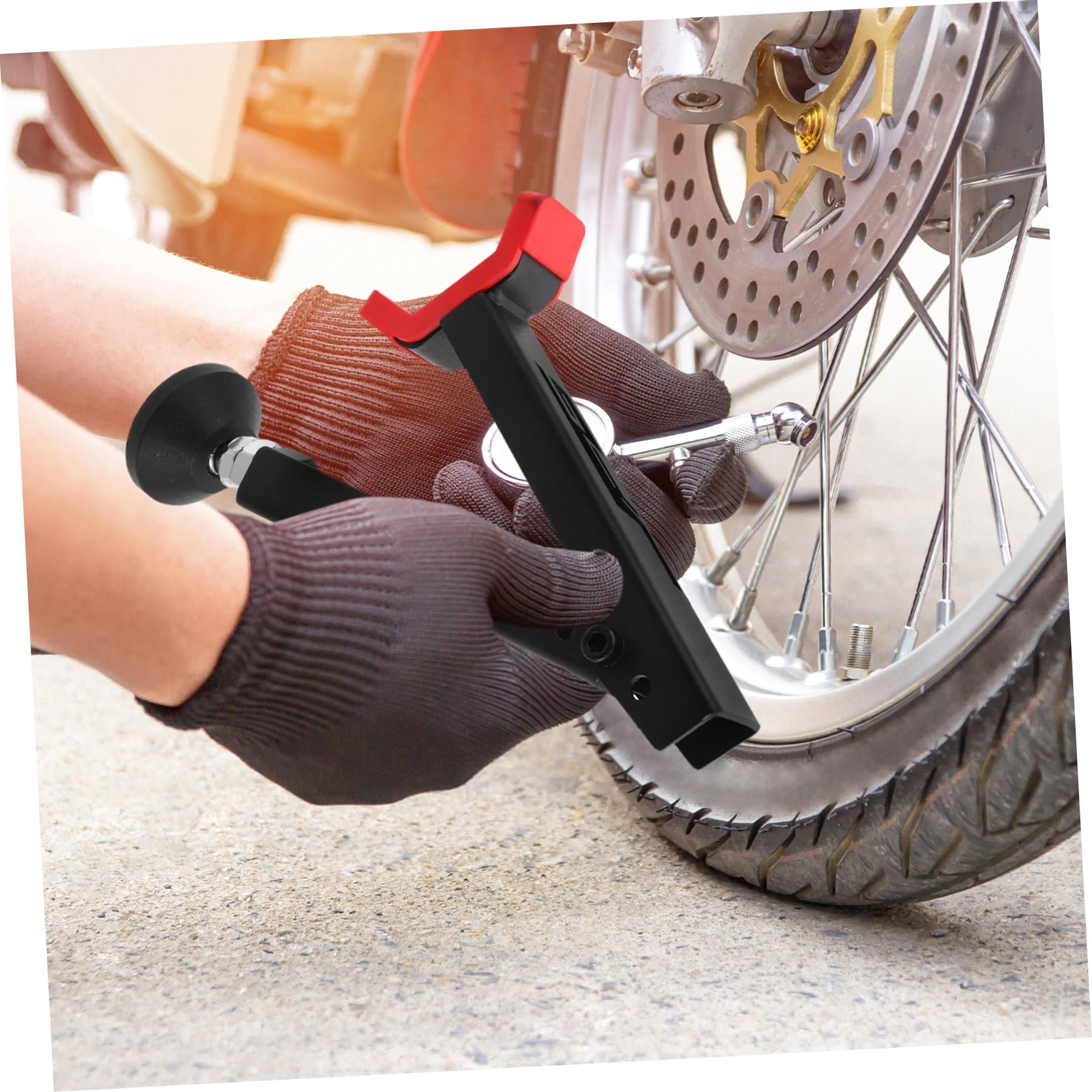 Béquille de Roue pour Moto Hors-Piste Noire en Acier