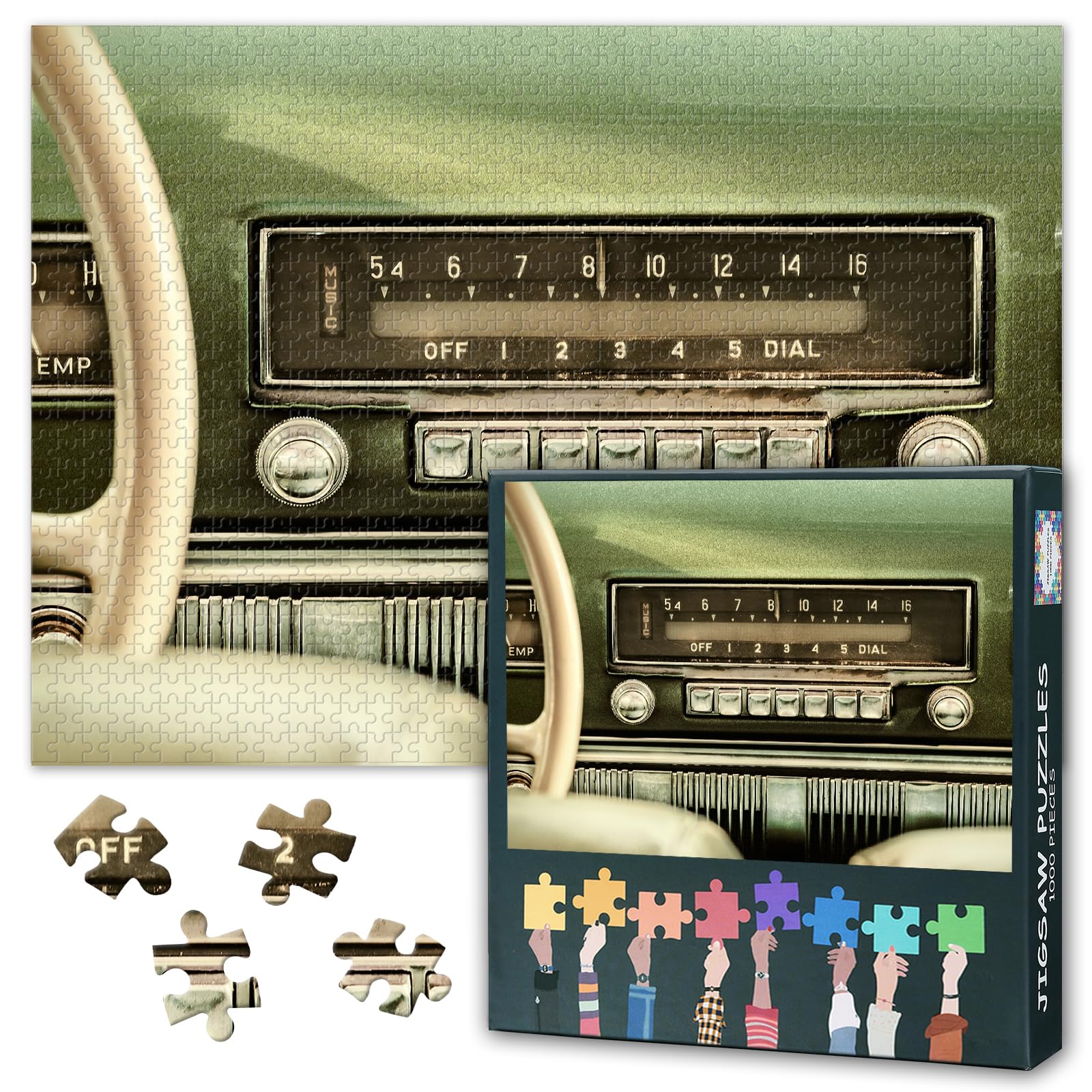 1000 Piece Jigsaw Puzzles for Adults - Vintage Car Radio Challenging Puzzle, 27.5x19.7 Inch Family Educational Games & Home Decor Gift (Music Series) — image 1