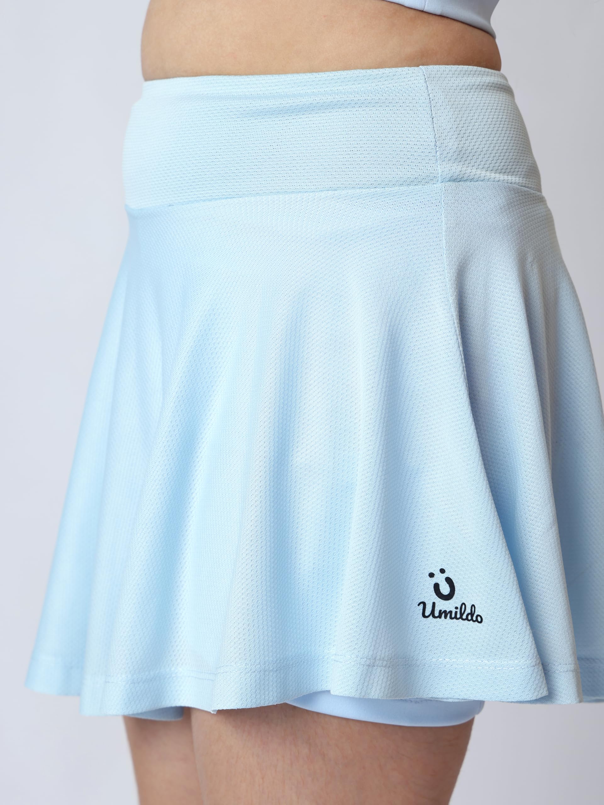 UMILDO Girls Activewear Skorts – Aqua Solid Sports Skorts with Convenient Pockets and Built-in Shorts for Tennis Skating & Dance (Ages 4–14) - Image 7 thumbnail