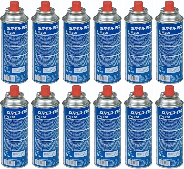 Pack de 12 Cartuchos de Gas Butano K-250 para Camping - 227g