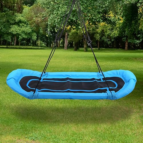 Miniatura 9 de Domaker Columpio de árbol de plataforma de 67 pulgadas tapete gigante ovalado para columpios adolescentes y adultos 500 libras platillo volador