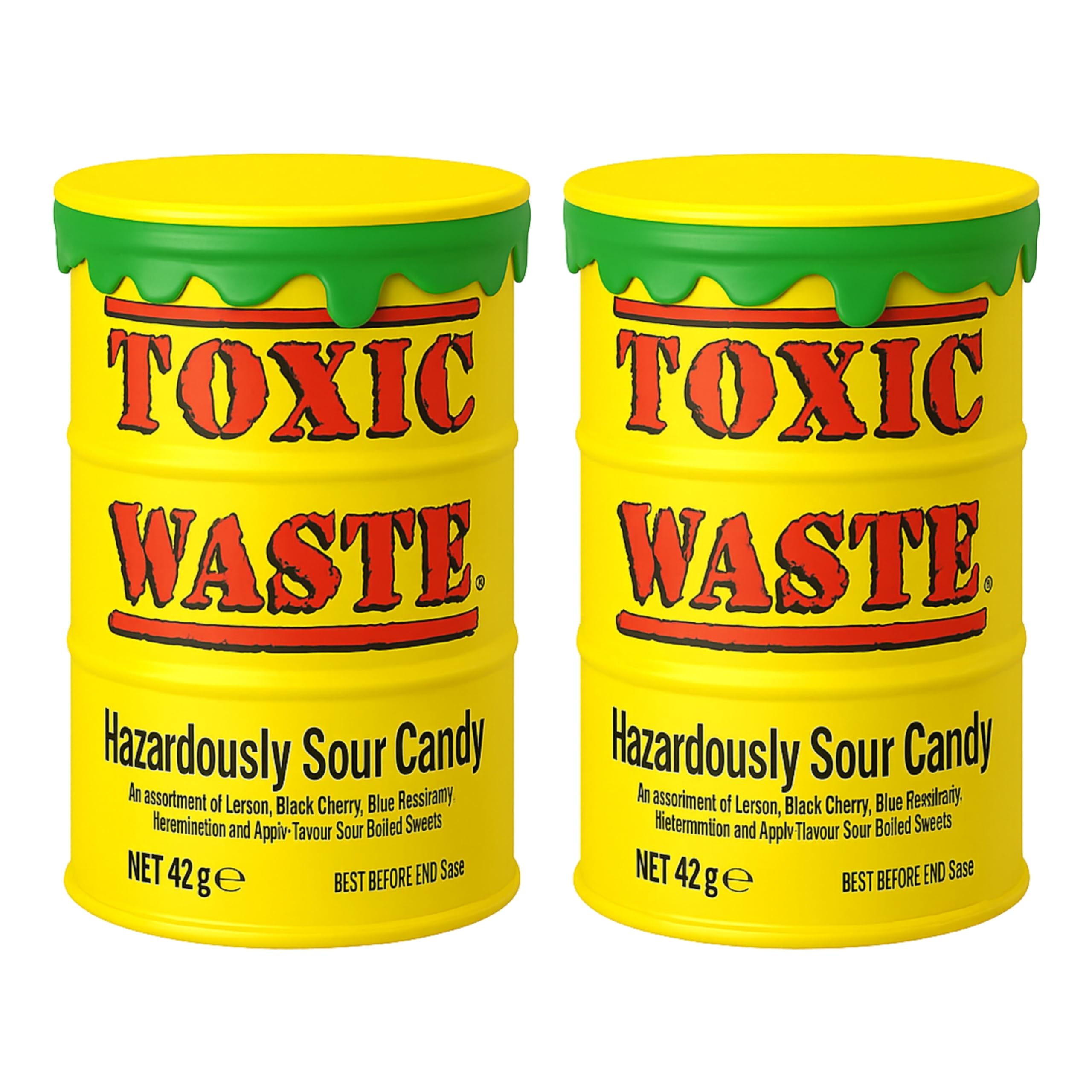 Toxic Waste Yellow - Caramelos Super Acidos, varios sabores - 2 x 42g - Pack Laborawi