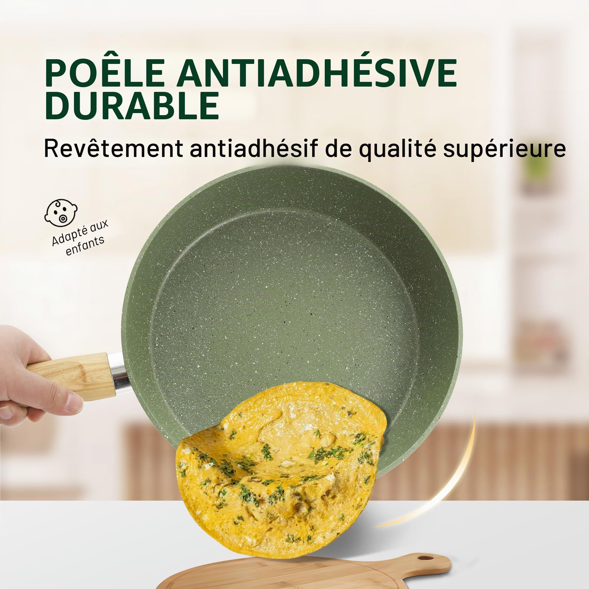 Kitchen Academy 12 Pièces Casseroles et Poêles Vert | Induction Revêtement Anti-adhésif avec Couvercle en Verre Set de Casserole et Poêle Batterie de Cuisine à Induction