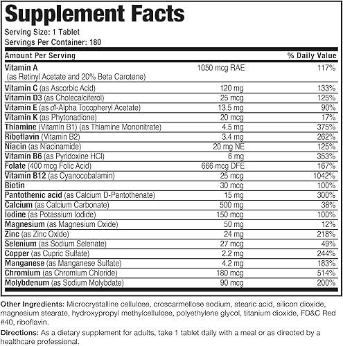 Miniatura 9 de Bronson ONE Daily - Multimineral multivitamínico completo para mujer 180 tabletas