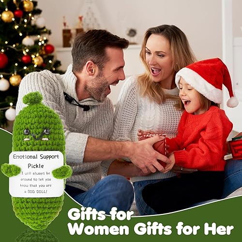 Miniatura 7 de Pepino de apoyo emocional, hecho a mano, mini divertido apoyo emocional en escabeche, regalo de pepino en escabeche, lindo adorno tejido a mano,