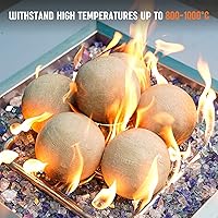 Vista 4 de Stanbroil - Bolas de cerámica de 5" redondas para hoguera, cuenco de fuego y chimenea - Juego de 6, Beige