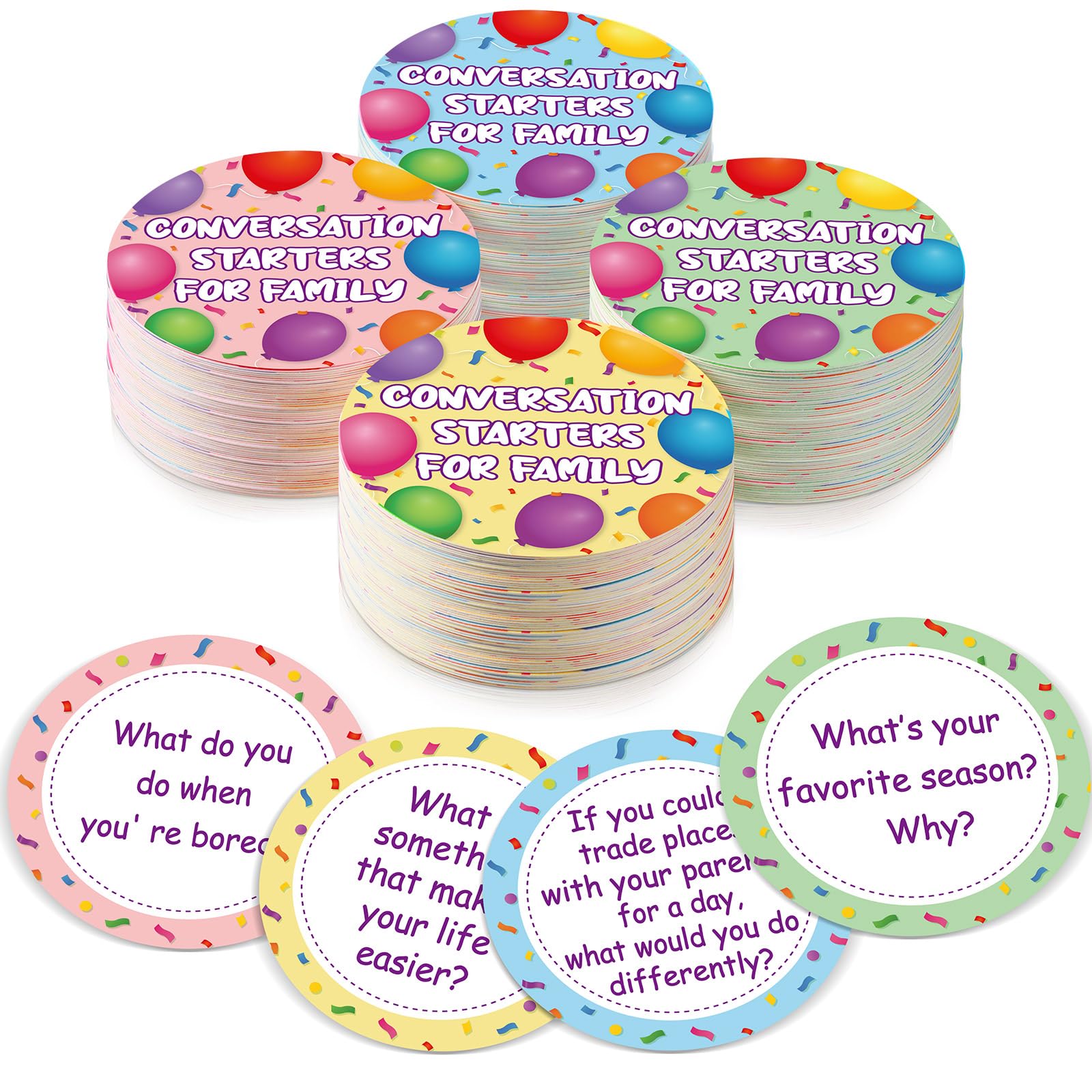 Pasimy 100 Pcs Family Conversation Cards Bulk Kids Question Card Games Fun Conversation Starters Cards Game for Kid Adult Family Road Trips Build Parent Child Relationship