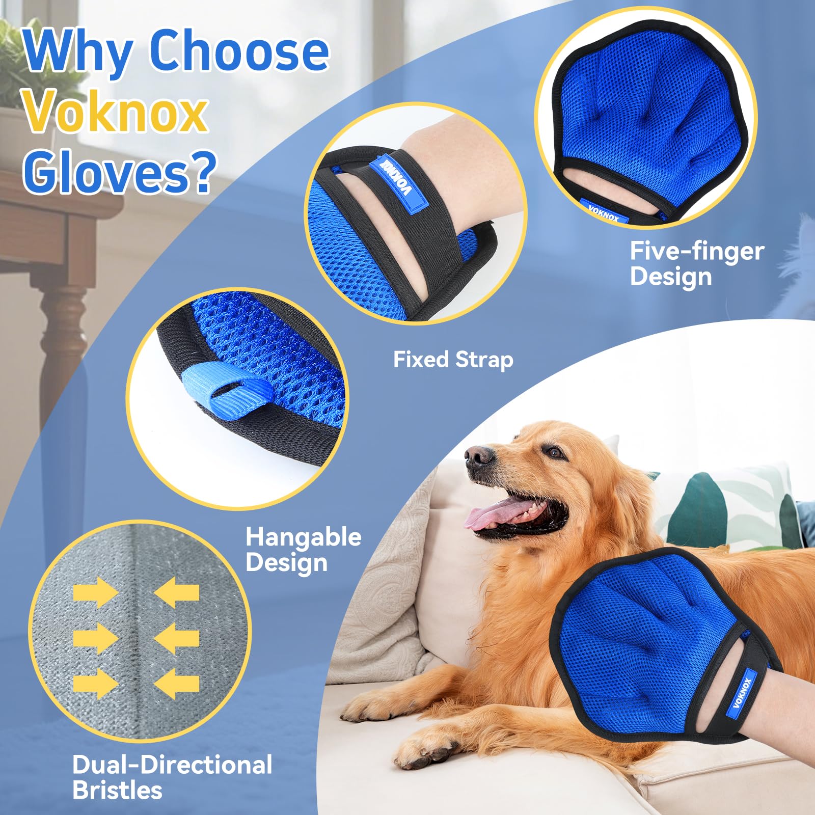 Pet Hair Removal Glove for Dogs & Cats, Electrostatic Five-Finger Hair Remover for Furniture, Couch, Carpet & Car Seat, Reusable Washable Pet Fur Cleaning Tool, Not for Grooming (1 PCS) - image 7
