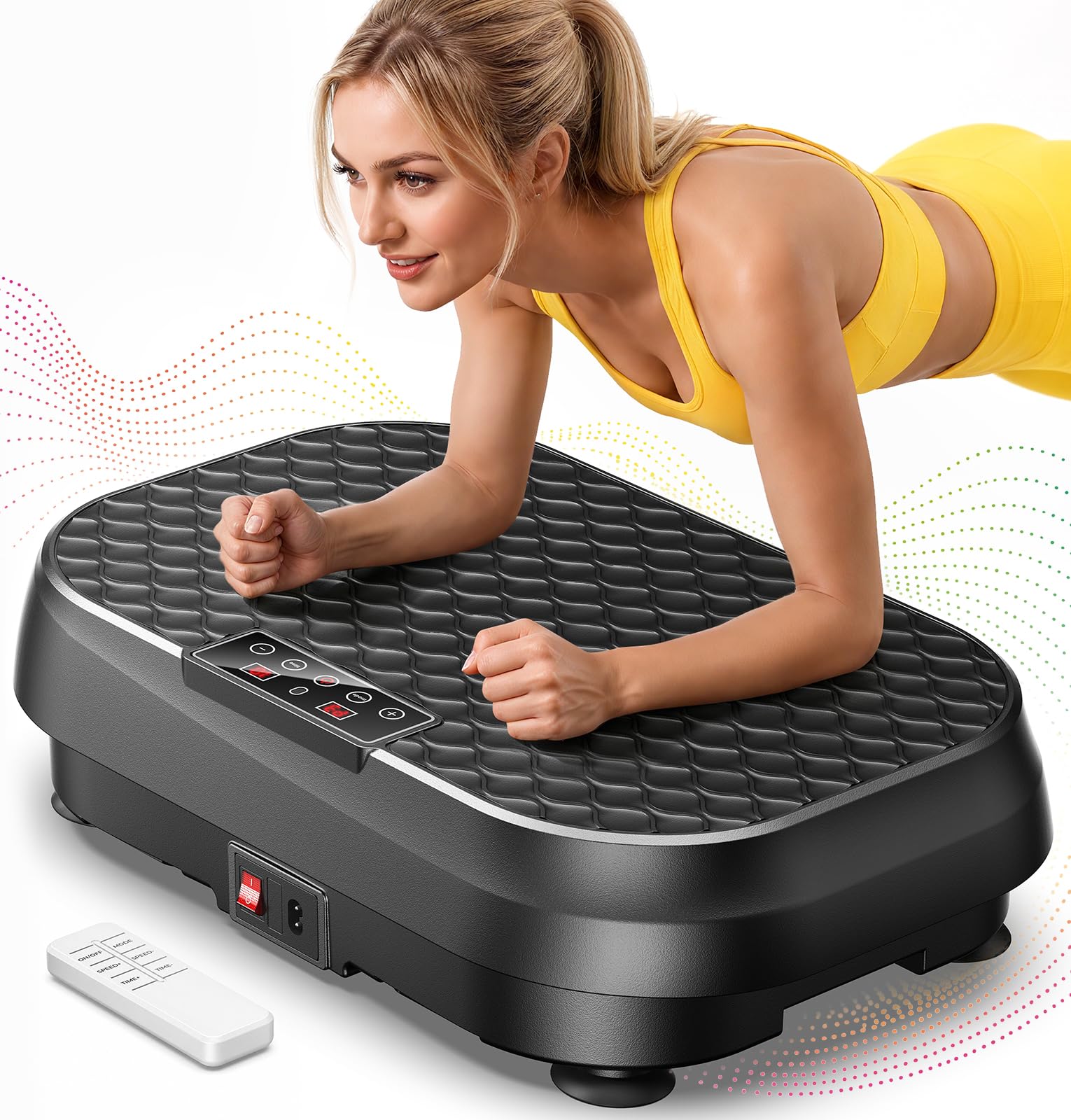 Damkee Vibration Plate Machine, Vibration Plate for Lymphatic Drainage, Manual & Auto Control ,9 Programs & 99 Speeds, 330 LBS Capacity, 200W Motor Vibrating Plate Home Relaxation Workout Weight Loss