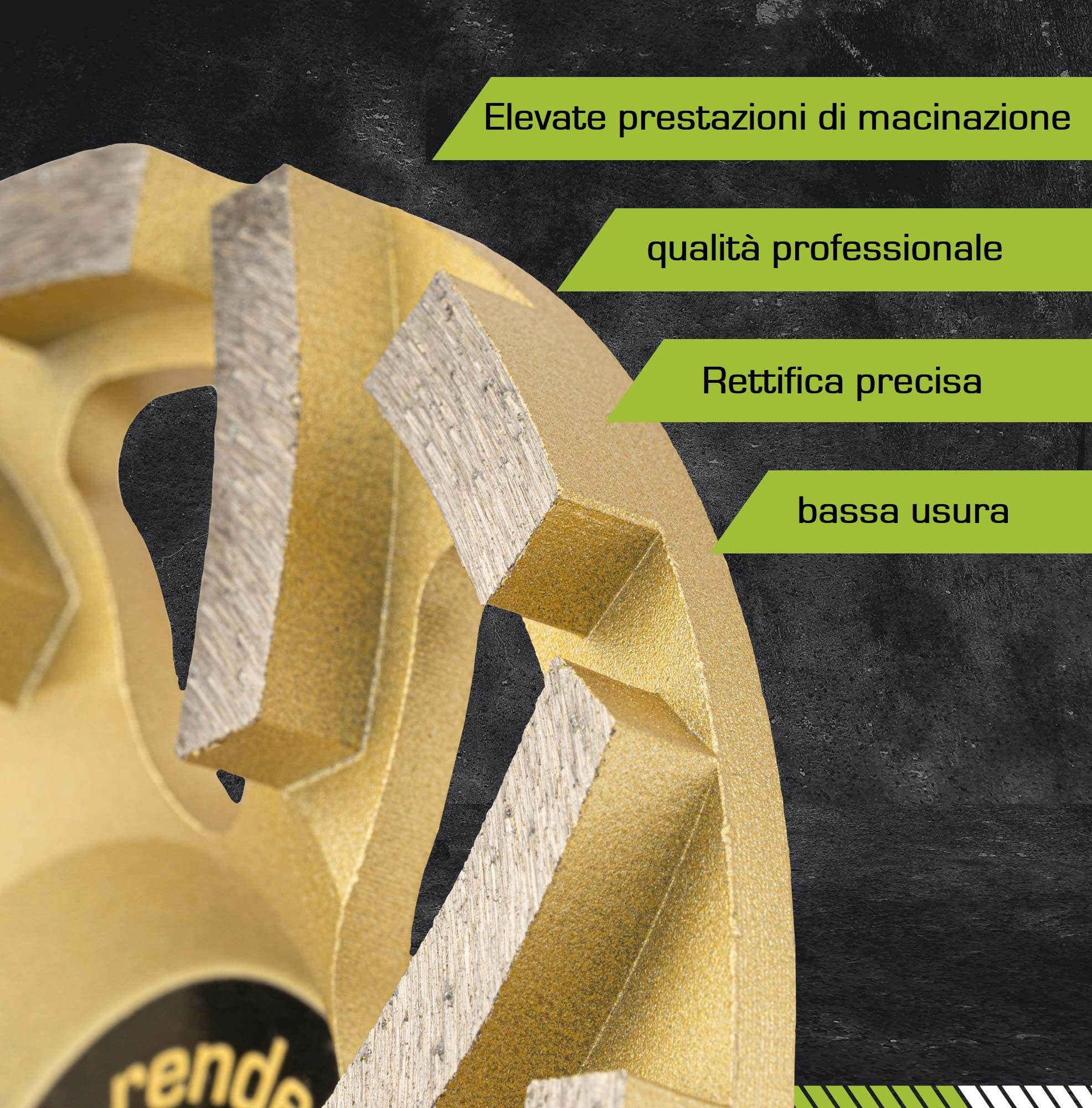 Mola a Tazza Diamantata 125 mm per cemento, pietra, Calcestruzzo. Smerigliatrice a tazza diamantata professionale | qualità del marchio rendech®