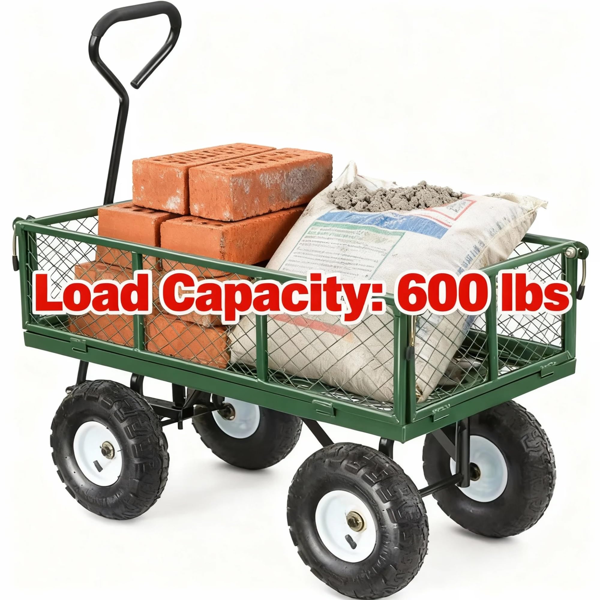 Vagón Plegable Todoterreno con Ruedas Grandes, Capacidad de 250 kg, Ideal para Playa, jardín, Pesca y Venta Ambulante.