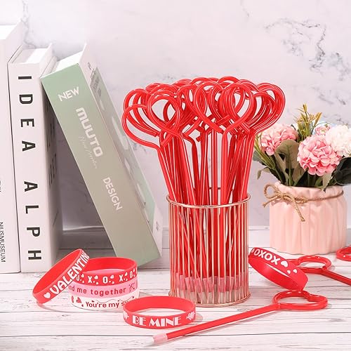 Miniatura 4 de Juego de pulseras de silicona para el día de San Valentín recuerdos de fiesta bolígrafos de corazón a granel pulseras de San Valentín para clase