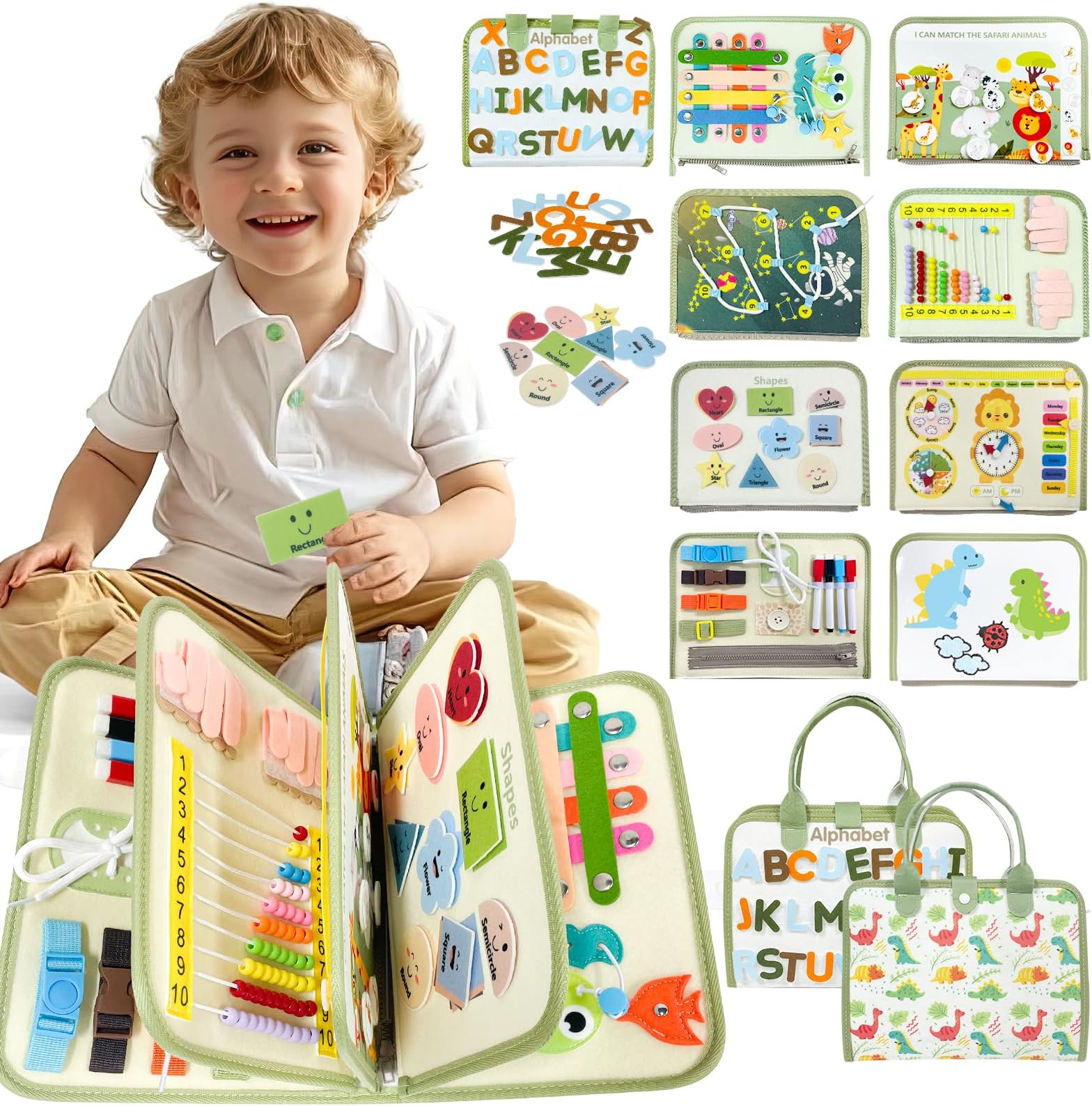 Busy Board Montessori Cadeau Bébé 1-4 ans, Jeu Lumineux et Parcours Motricité
