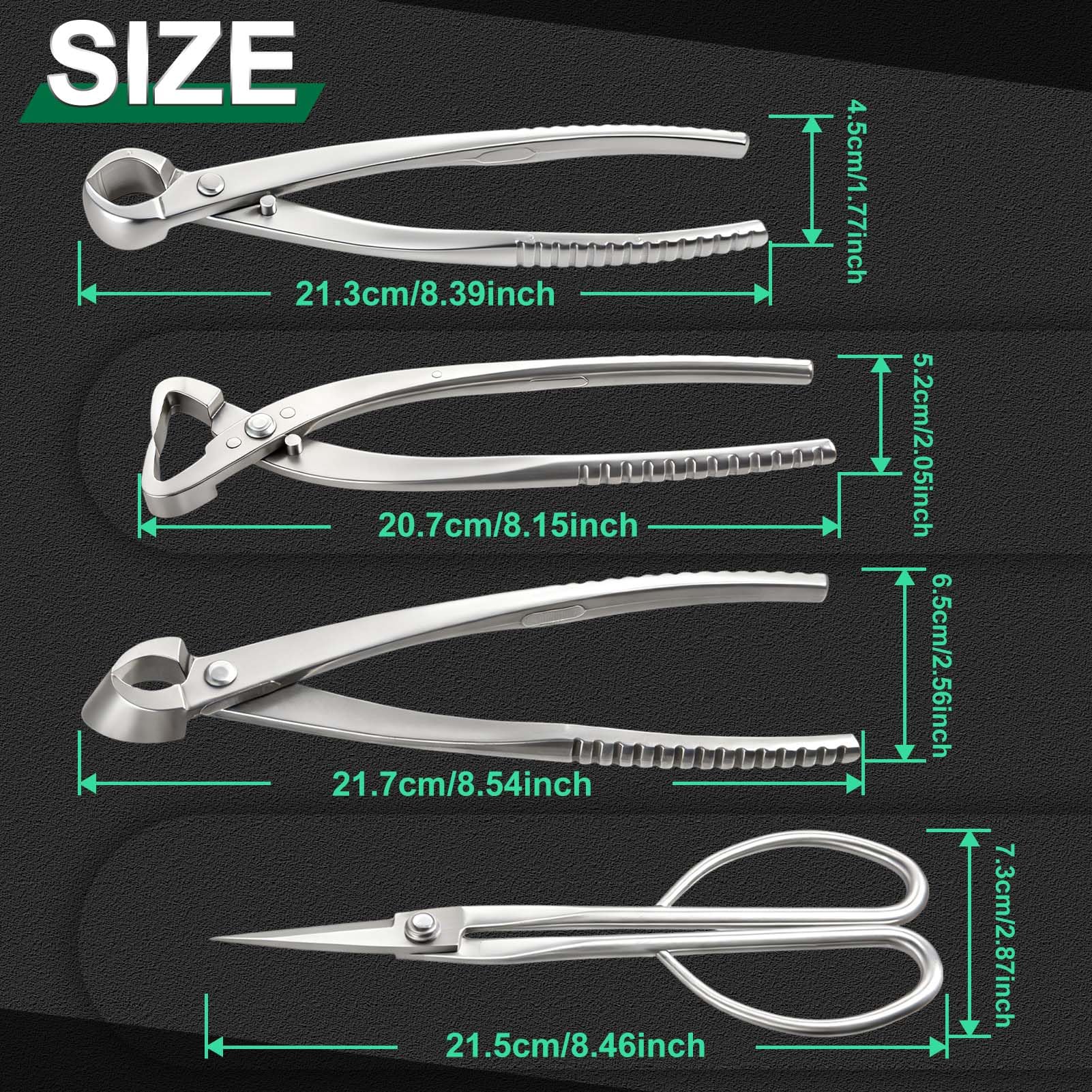 SPEEDWOX Ensemble de 4 outils pour bonsaï Kit pour bonsaï robuste Pot Couteau concave couteau à bouton fendeur tronc Ciseaux Ashinaga en acier avec pochette rangement plantes vivantes prêle