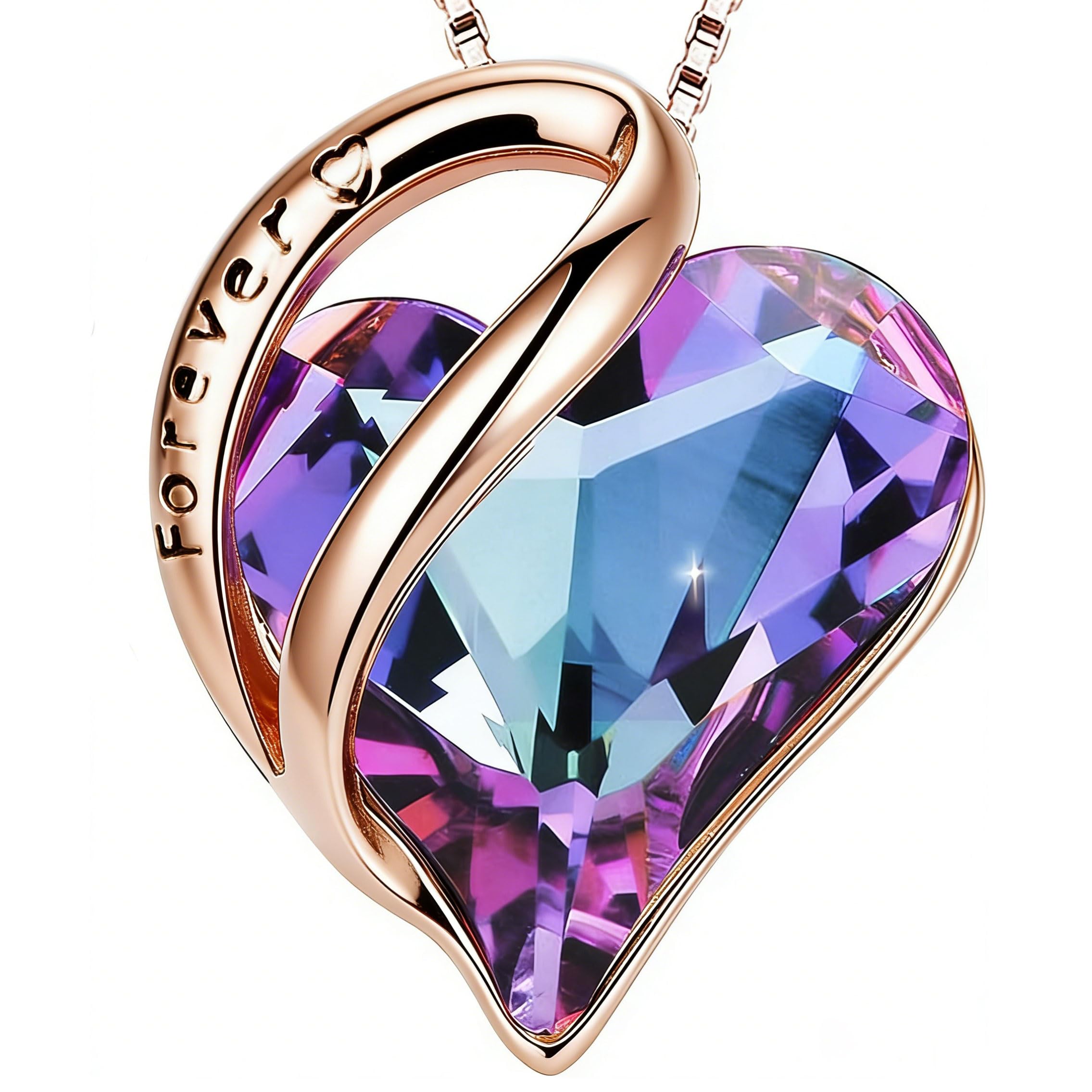 Halskette Damen - SWEETIME 925 Silberkette Damen mit herzförmigem Geburtsstein Kristallanhänger, Schmuck Geschenk für Frauen am Geburtstag, Valentinstag, Muttertag, Hochzeitstag.