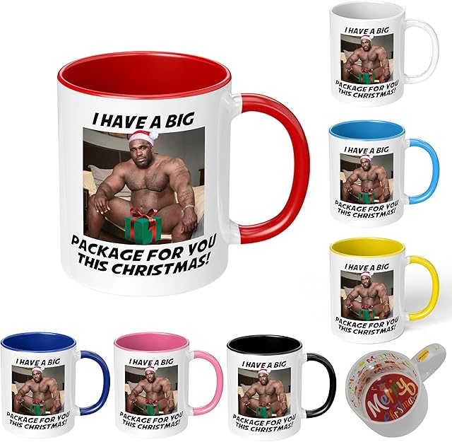 Print Maniacs Barry Wood Christmas Gift Secret Santa Stocking Women Girls Her Hot Coffee Tea Xmas Present Adult Joke Funny Rude Naughty Big Package Mug (Red Fill)