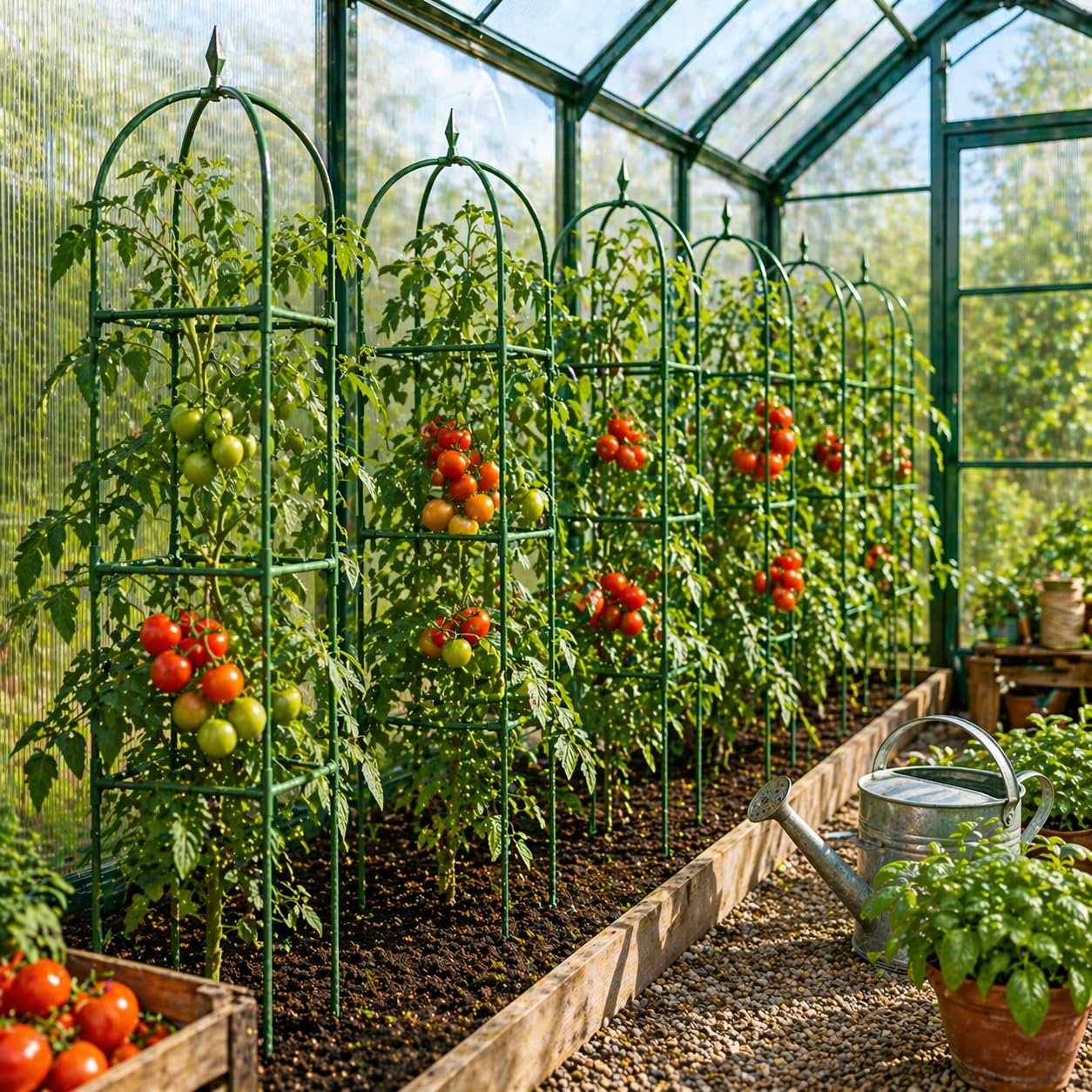 KADAX 2er Set Obelisk Rankhilfe 176 x 32 cm, Rankgitter mit 50 Pflanzenclips für Tomaten, Rosen & Kletterpflanzen, Pflanzenstützen aus Metall mit Kunststoffbeschichtung