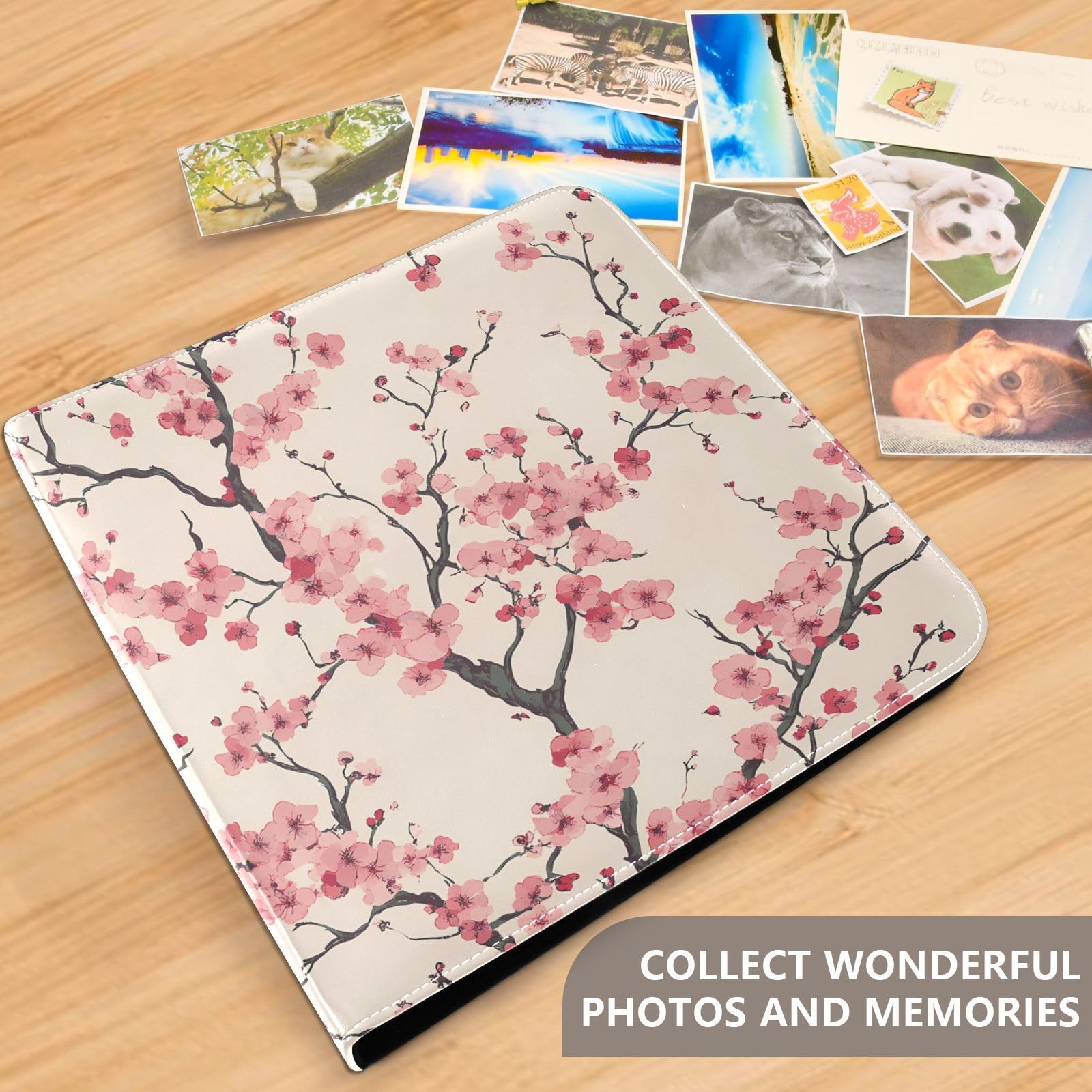 JIPONI Japońskie kwiaty wiśni duży album fotograficzny, DIY, skórzana, okładka, album do scrapbookingu, na zdjęcia 4 x 6, 5 x 7, 6 x 8 x 8, samoprzylepna książka pamiątkowa na ślub, dla dziecka