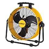 DEWALT DXF2042 Industrial Fan, 20 Inch High Velocity Fans with 3-Speed Adjustable Tilting Head, Drum Fan for Outdoor, House and Warehouse, Yellow