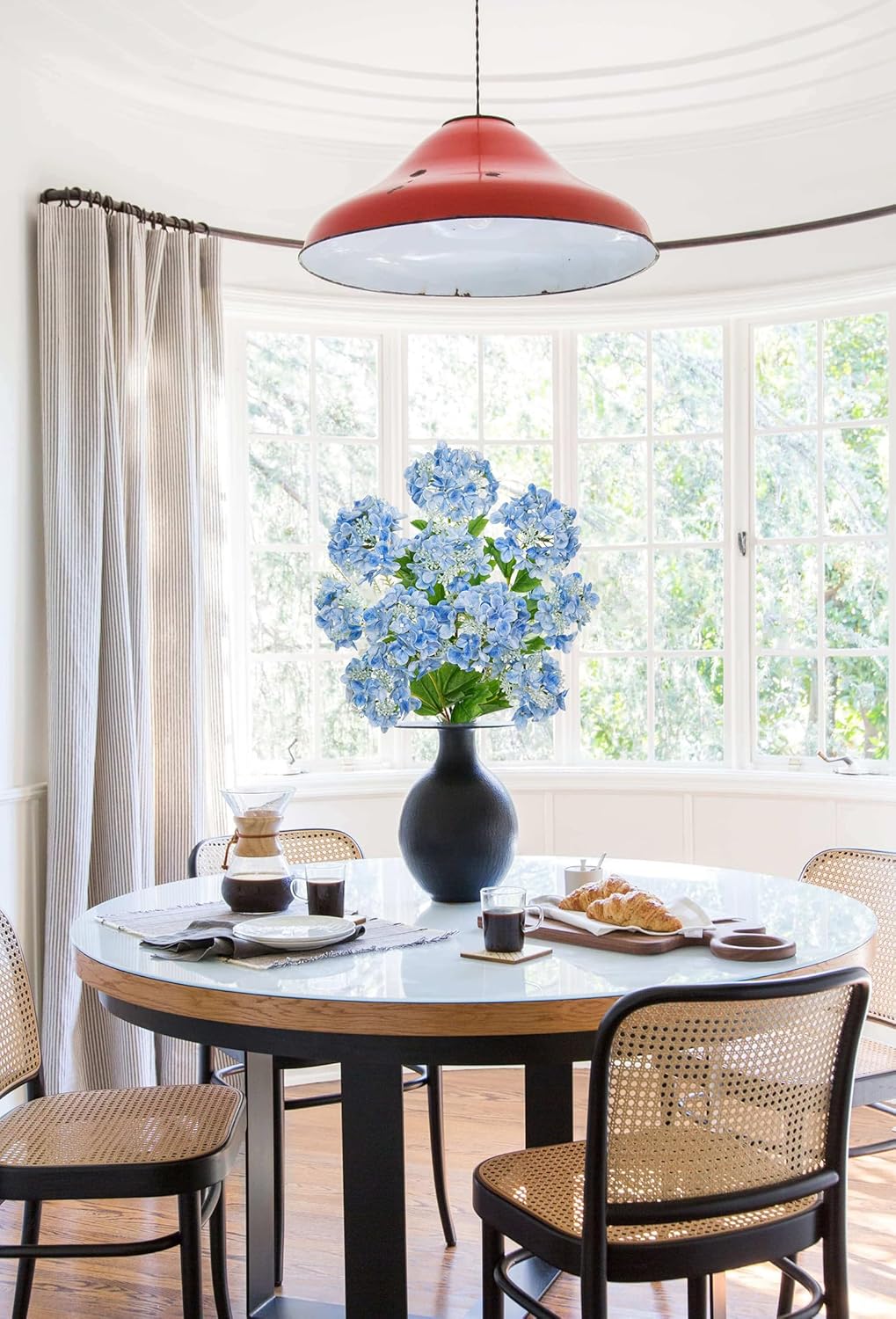 Real Touch Hydrangea Artificial Flowers 19” Tall Artificial Hydrangea Flowers Double-Headed Faux Hydrangeas, Blue Hydrangeas, Realistic Silk Hydrangea for Home Decor Weddings Arrangements-5 Branches - Image 4