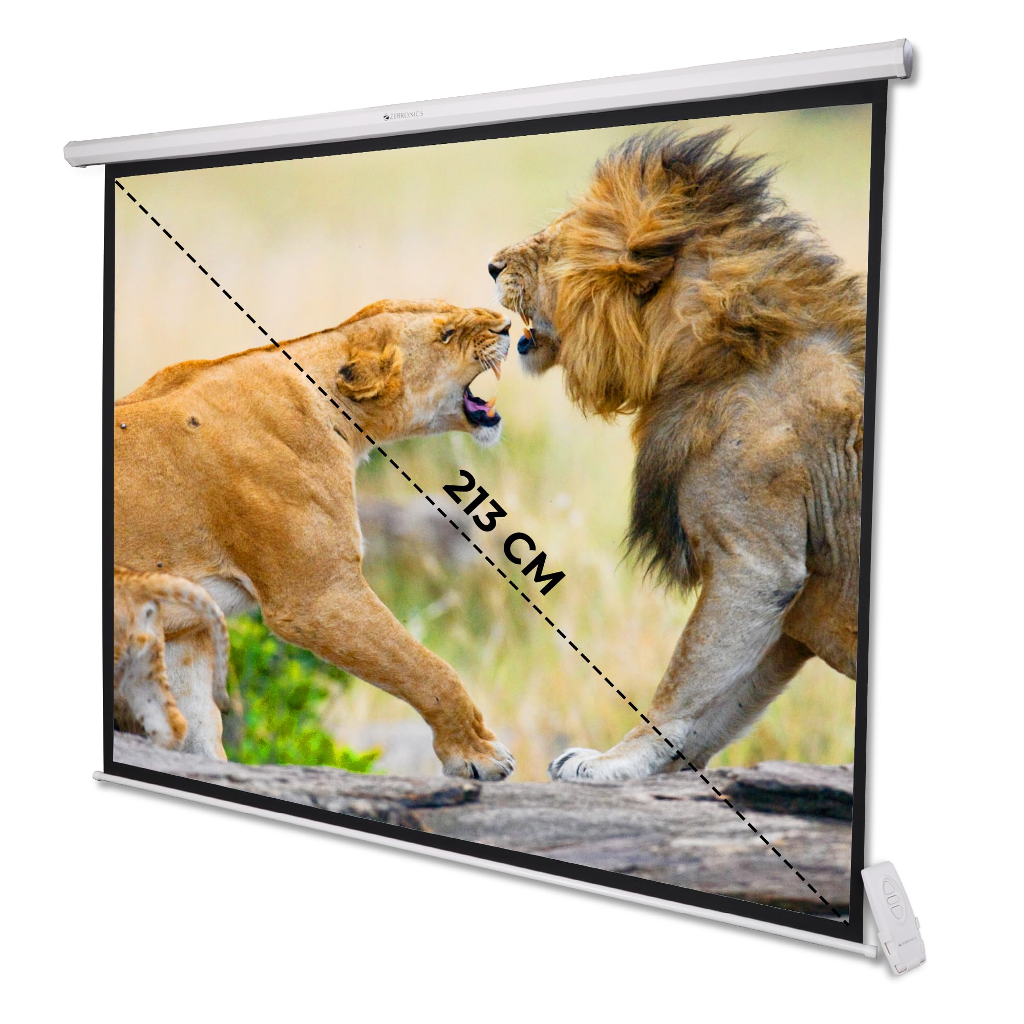 ZEBRONICS PSM84A Motorised Projector Screen, 84 inches, Roll Mechanism, Supports 4K, Matte Finish, 4:3 Aspect Ratio, High Gain Fabric, Control Pod, Remote Control, Wall & Ceiling Mountable (B0CBJV3CTZ) Amazon Price History, Amazon Price Tracker