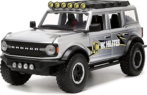 Miniatura 2 de Jada Toys Just Trucks 1:24 2021 Ford Bronco - Coche fundido a presión gris con estante para neumáticos, juguetes para niños y adultos