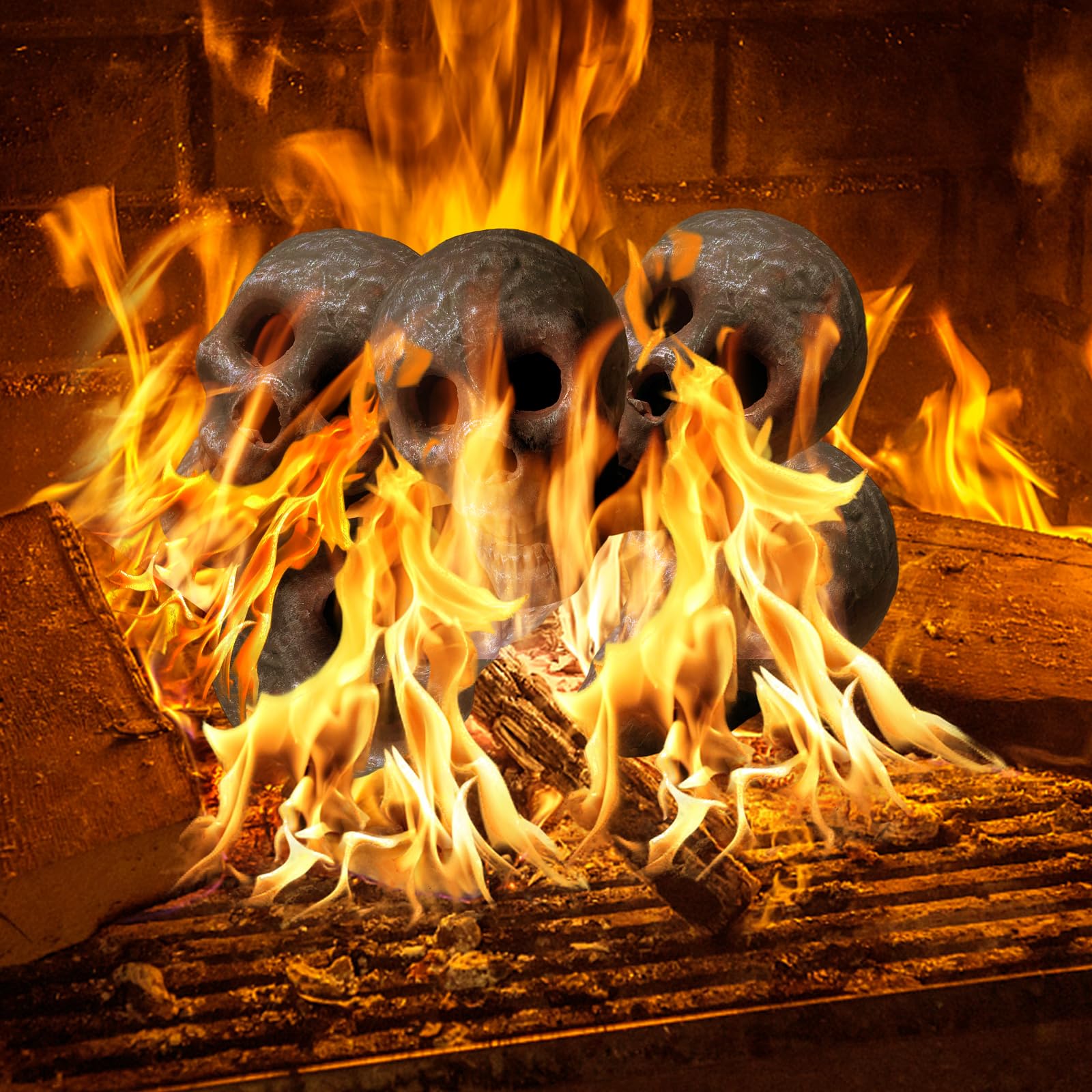 Myard Skull Logs Liliful 32 Pcs Halloween Skull Fire Pit Stones 4 Inch ...