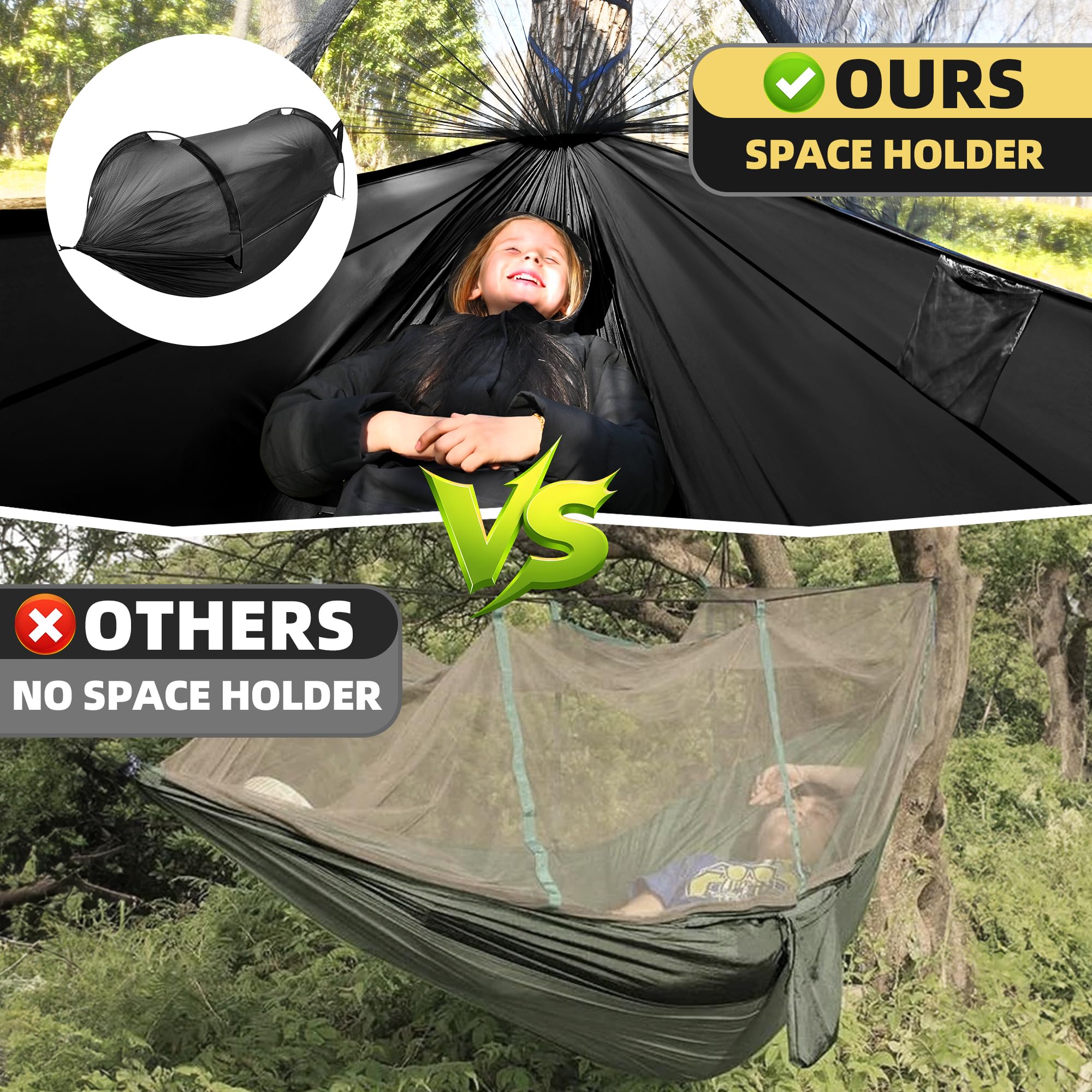 Hamaca ultraligera para acampar para 2 personas, hamaca portátil colgante de viaje de 600 libras, nailon de paracaídas duradero, fácil de instalar y empacar para mochileros, senderismo, patio 2