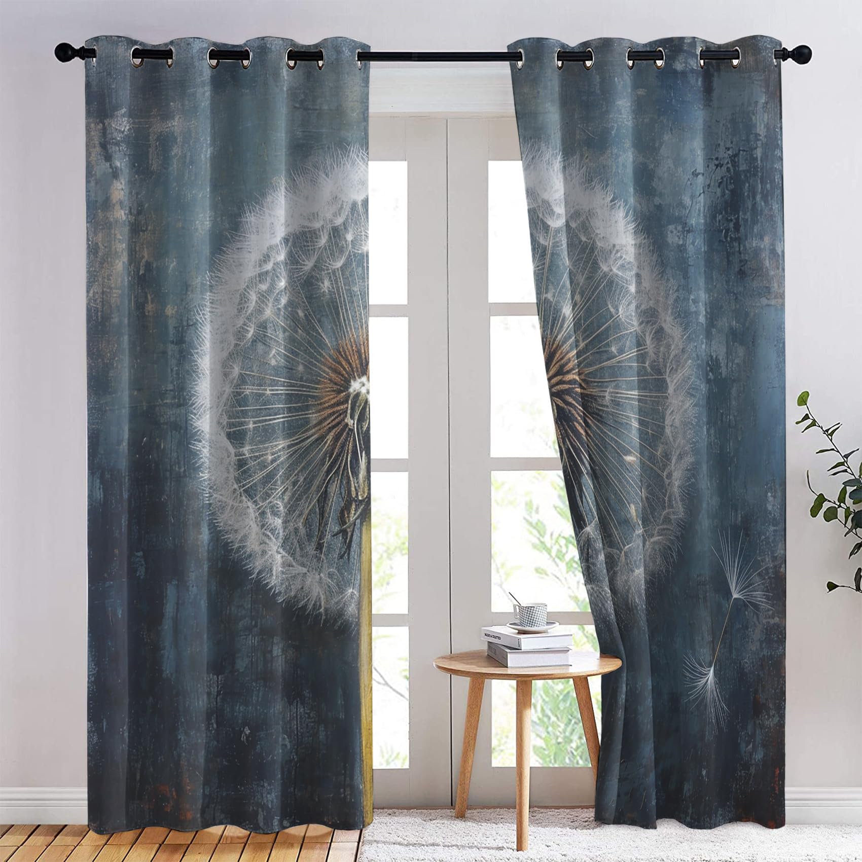 SZLYZM Blumen Vorhänge – Verdunklungsgardinen Mit Ösen, 2er Set 175x140 Cm