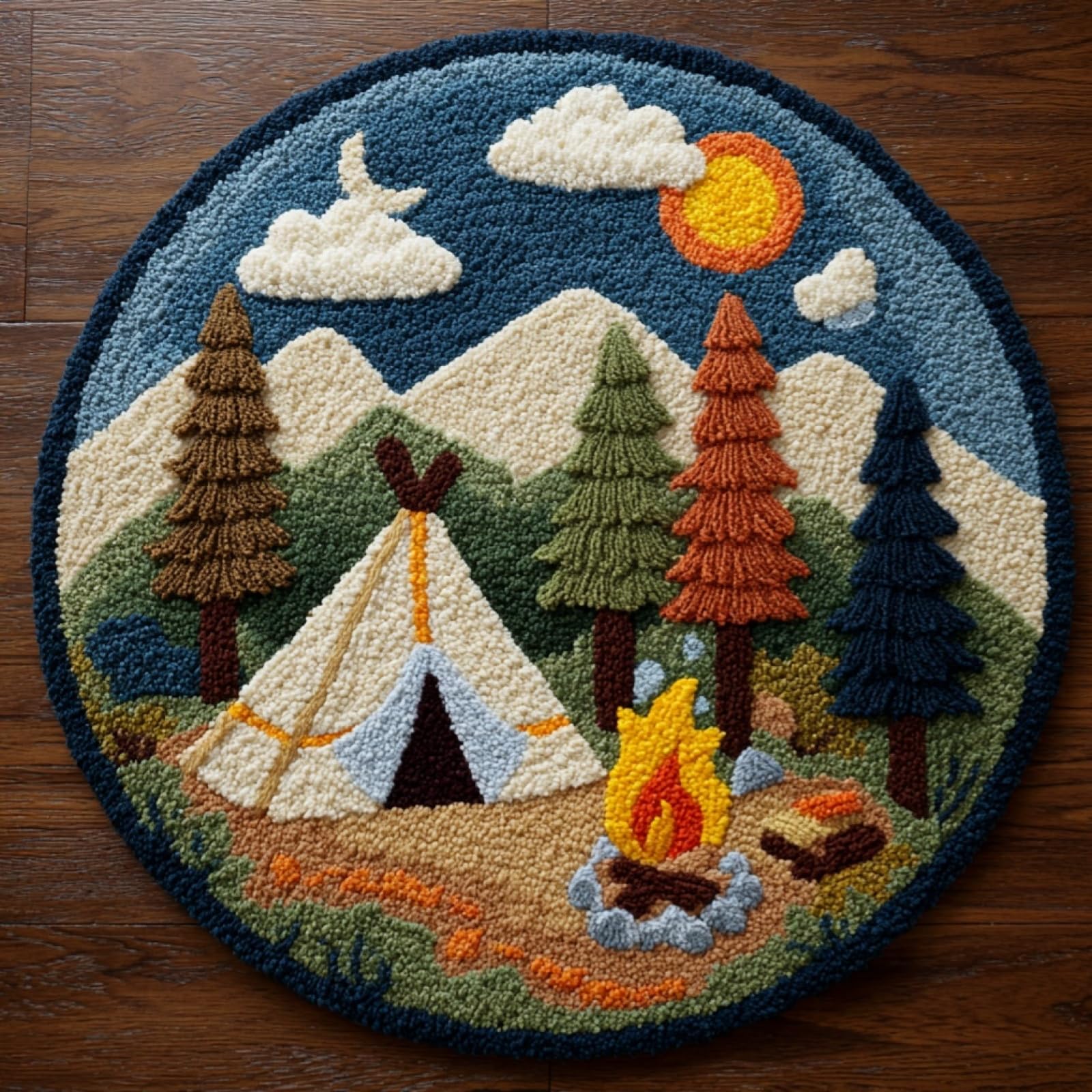 WallustrioaW DIY Latch Hook Rug Kits for Beginners Adults,Forest Tent,Latch Hook Rug Kits Carpet Making Crafts DIY Craft Gifts,50x50cm