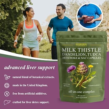 Liver Detox and Repair Supplement with Milk Thistle High Strength with Dandelion Root, Tudca, Artichoke & NAC Supplement | 60 Capsules | Made in UK by Roundway Supplements