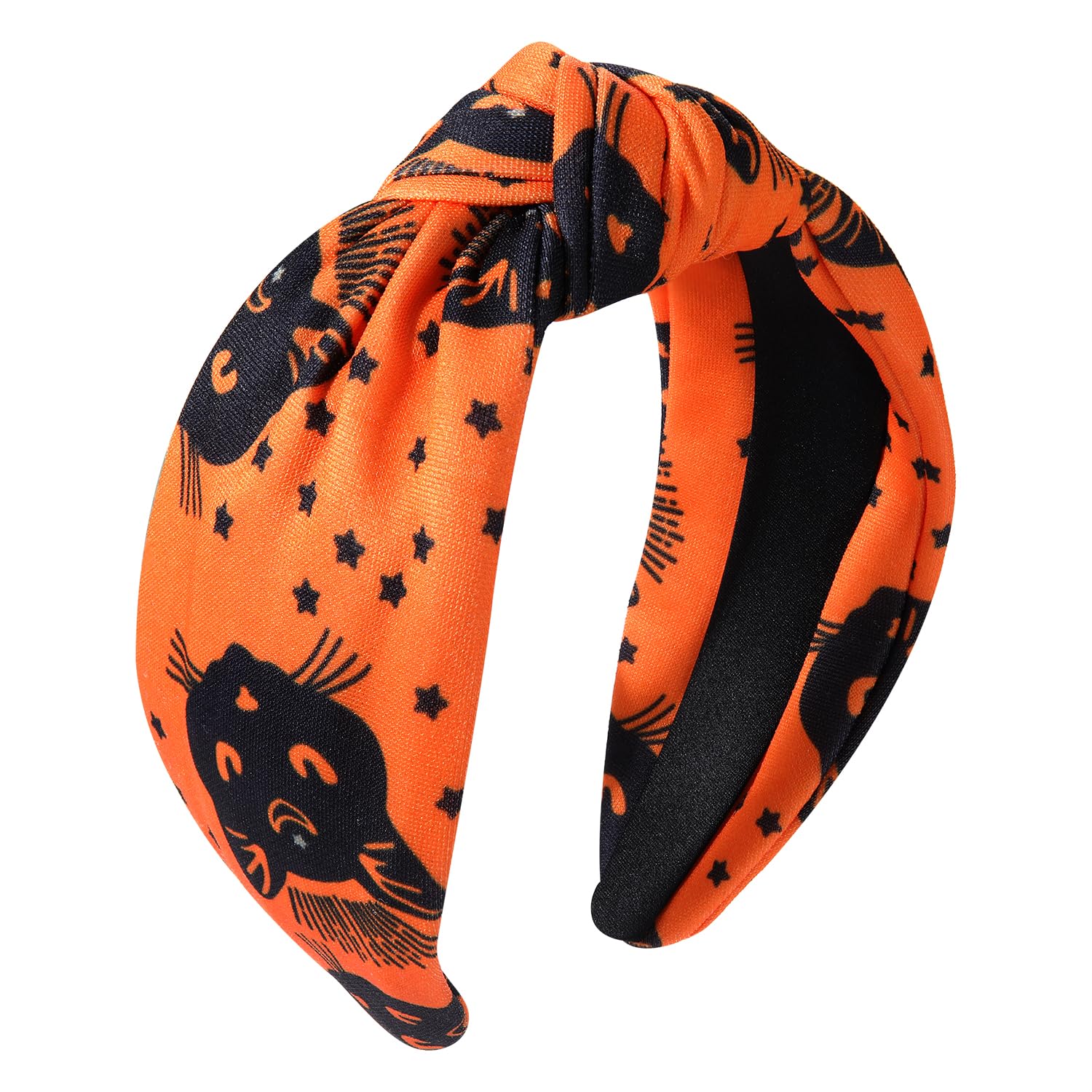 vokoneHalloween Headband Spooky Black Cat Knotted Headband Halloween Holiday Costume Headband Hair Accessories Gift(Cat)