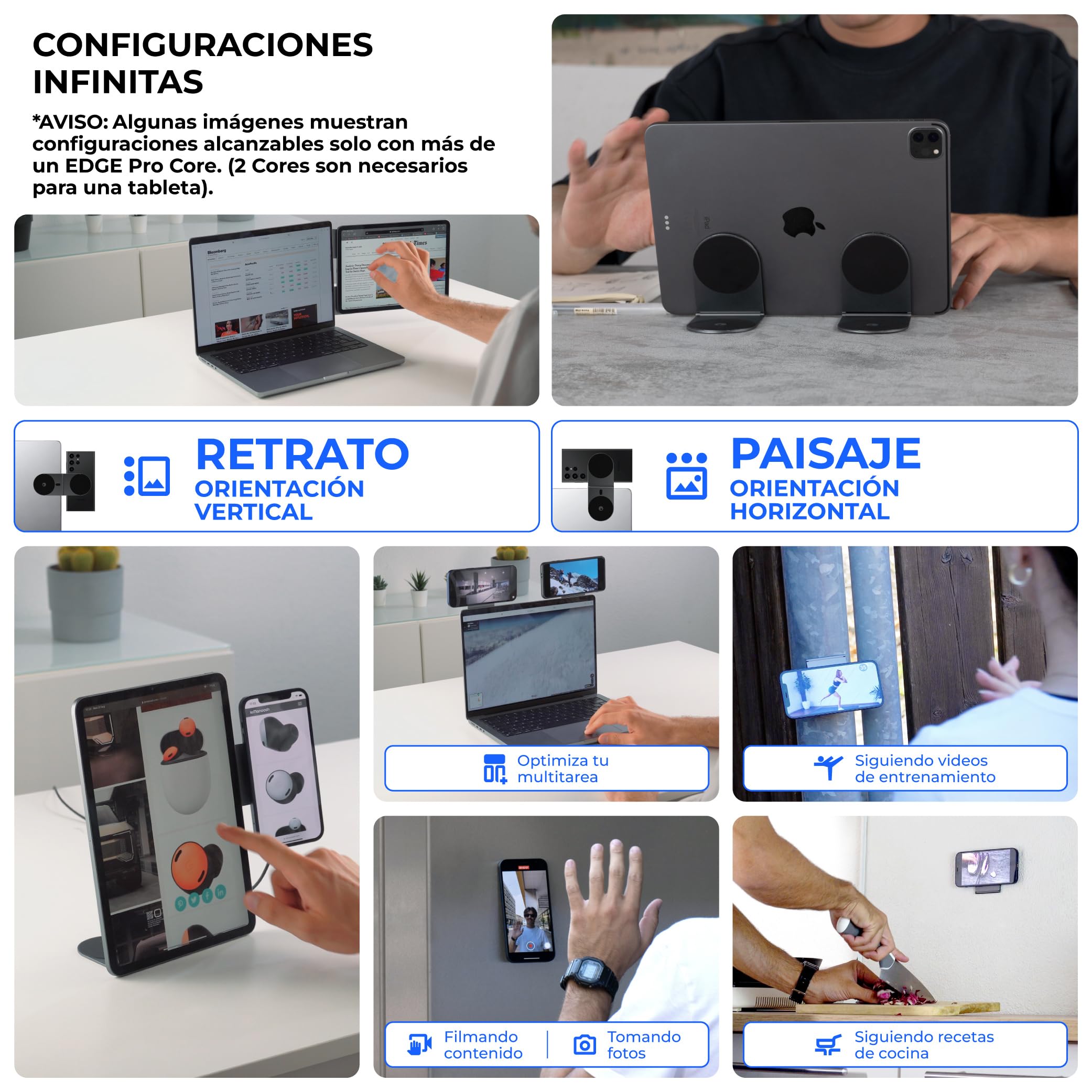 Rolling Square Edge Pro Tablet Kit – Soporte magnético para tablet y móvil, accesorio Smartworking y productividad, compatible con MagSafe, compatible con todas las tabletas y teléfonos, gris espacial