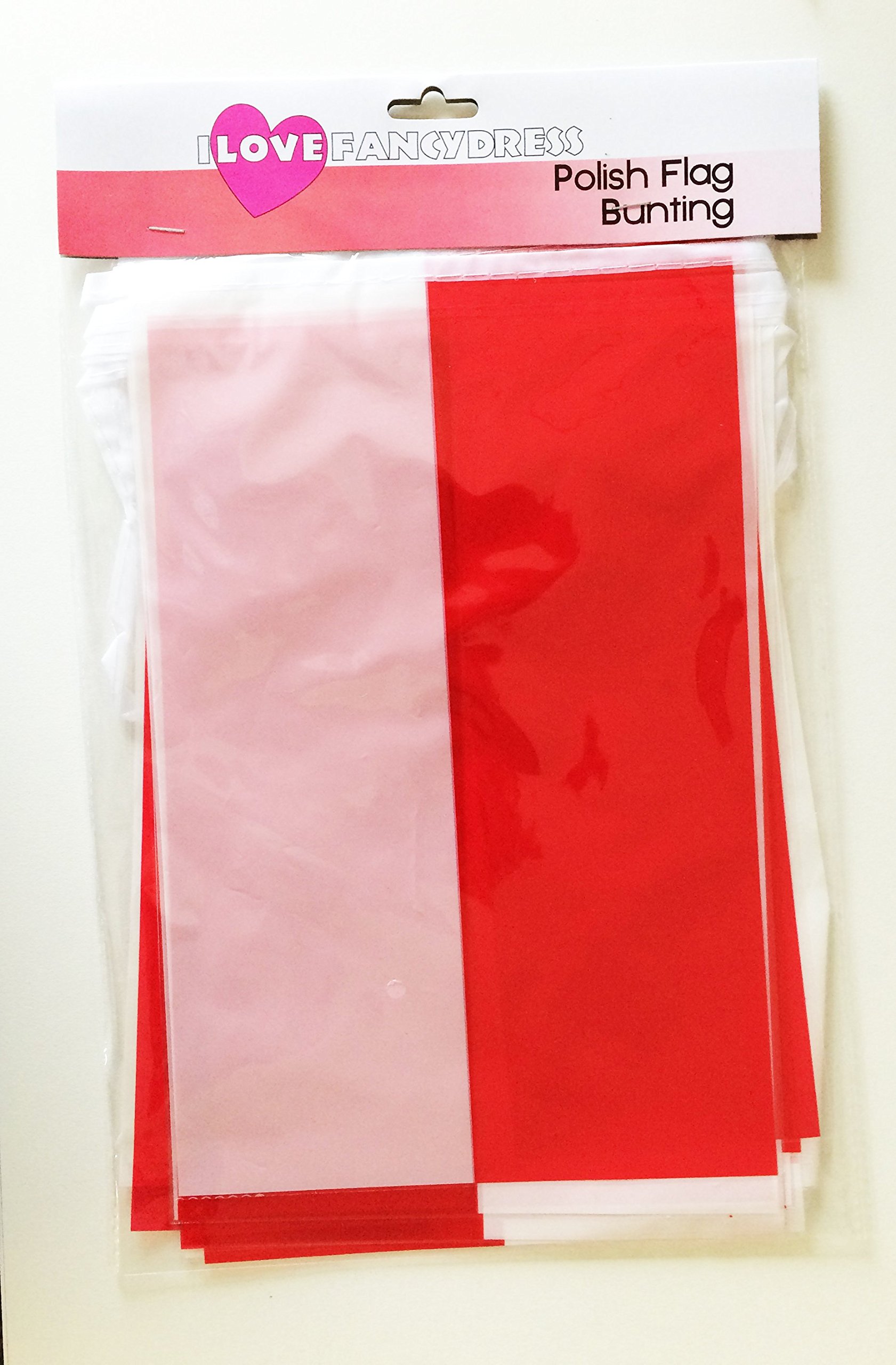 Girlanda z polską flagą, 120 m, dekoracja na imprezę, 20 x 30 cm, na każdą porę roku, z tworzywa sztucznego, na imprezę, do szkoły, na imprezę narodową, polerowana